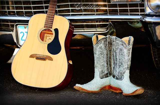 country musikkens historie, støvler, guitar